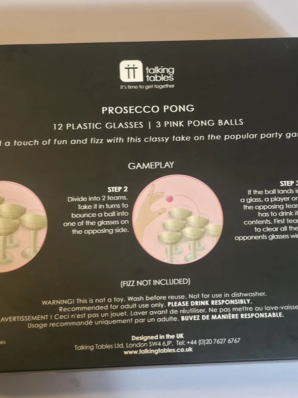 Talking Tables Prosecco Pong Party Game - Pink Ladies Night Games Beer Pong